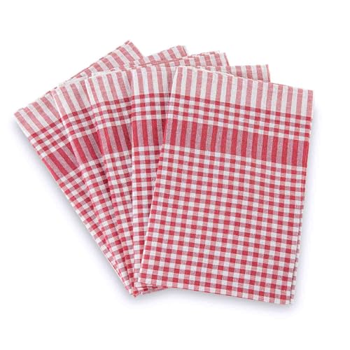 Bertsch Hotelwäsche GmbH Geschirrtücher 5er Set Geschirrhandtuch aus 100% Baumwolle - Geschirrtuch kariert (50x70 cm) - Geschirrhandtücher 60°C waschbar (Rot)