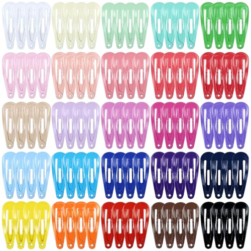 Cinaci 100pcs in 25 Candy Farben 3cm / 1,2" Kleine Metall Snap Haarspangen Rutschfeste Haarspangen Pony Halter für Baby Mädchen Kleinkinder