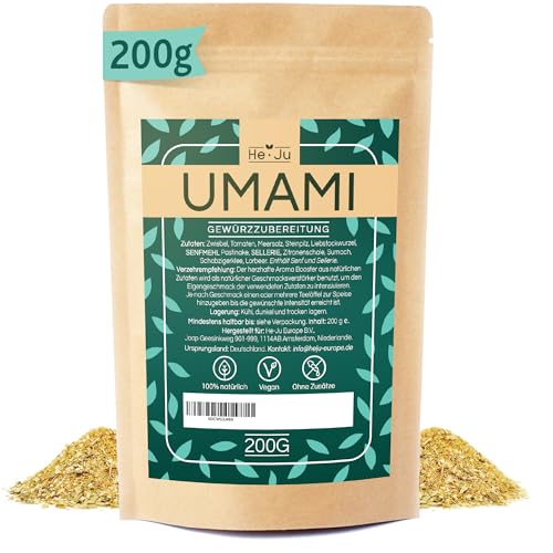 He-Ju Umami Gewürzmischung 200g, Umami Gewürz Vegan, ohne Zusätze, Alleswürzer Gewürz Allrounder Mischung mit vollmundigem Geschmack, Universalwürzer