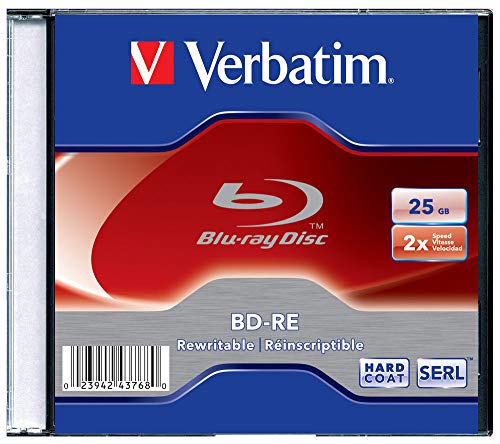 VERBATIM BD-RE 2 x 25 GB 25 GB 1 Stück – Blu-Ray Discs (BD-RE, 120 mm, 25 GB, 2 x, kleines Gehäuse, 1 Stück (S))