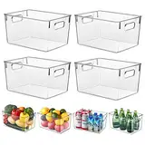 KJIXYUNG Kühlschrank Organizer Set, Durchsichtig Aufbewahrungsbox Organizer Stapelbar, Organizer-Boxen für Kühlschrank, Schrank, Speisekammer, Snacks, Dosen, Küche - BPA-frei 29x20x15.5CM