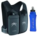 AMOSTEC Laufweste Handytasche Joggen Handyhalterung, Original Reflektorweste Laufgürtel mit Reißverschluss, 500ml Wasserflasche, Leicht & Wasserfest für Laufen, Fahrrad, Fitness, Herren & Damen