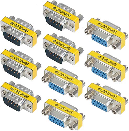 Greluma 10 STK 9 Pin RS-232 DB9 Stecker auf Stecker/Buchse auf Buchse Serial Cable Gender Changer Coupler Adapter