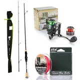 Zite Fishing UL Forellen Combo Angel-Set | Trout Spoon-Rute 190 cm | Ultra-Light Rolle 1000 3+1BB | 155m Angelschnur 3fach geflochten 0,06mm PE-Faser