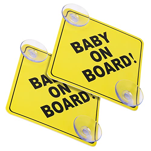 cobee Baby an Bord Auto Warnschilder, 2 Stück 12,7 x 12,7 cm Sicherheits Autoschild mit doppelten Saugnäpfen Baby im Auto Aufkleber für Autofenster wiederverwendbar Baby an Bord Aufkleber (Stil A)