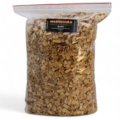 Räucherchips Buche 1000g – Grill-Chips für Fisch, Fleisch & Smoker, BBQ Woodchips Körnung (4-10mm)