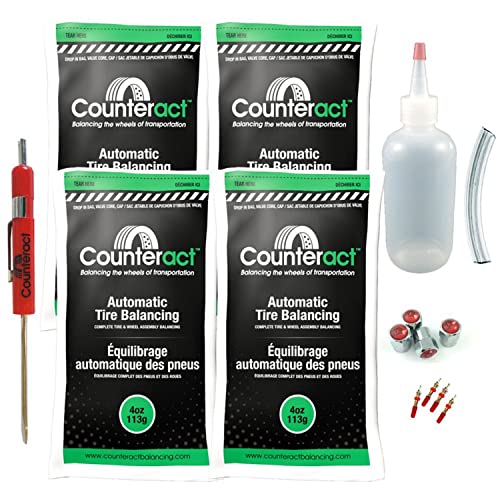 Counteract DIYK-4 Do It Yourself Reifen / Rad Auswuchtperlen Kit – Off-Road, leichte Lastkraft-Reifen, (4) 118 g DIY Perlenbeutel, (4) Ventilkappen und Kerne, (1) Kernentferner, Injektorflasche