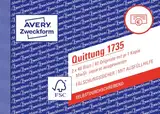 AVERY Zweckform 1735 Quittungsblock (A6 quer, 2x40 Blatt, selbstdurchschreibend, fälschungssicherer Dokumentendruck, für Beträge über 250€ mit separater MwSt., für DE/AT) weiß/gelb