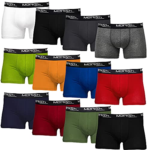 MERISH Boxershorts Herren 12er Pack S-5XL Unterwäsche Unterhosen Männer Men Retroshorts 213 + 218 (XL, 213c 12er Set Mehrfarbig)