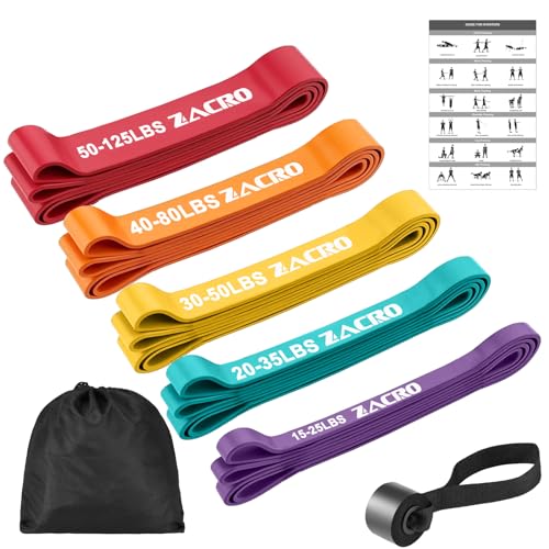 Zacro Resistance Bands, 5 Stück Fitnessbänder Widerstandsbänder, Widerstandsband Set mit Türanker, Fitnessbänder für Yoga, Pilates, Training, Klimmzughilfe, Krafttraining für Männer und Frauen