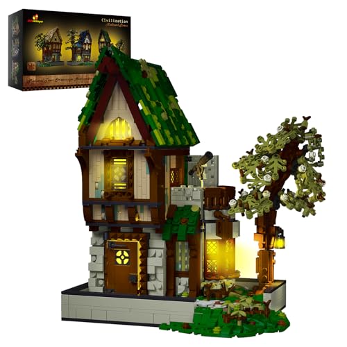 JMBricklayer Medieval Tavern Architecture Lighting Building Set 30124 – Retro-LED-Licht-Konstruktionshaus-Baumodell-Set, Sammler-Ausstellungshaus, Ideas Geschenk für Erwachsene und Jugendliche
