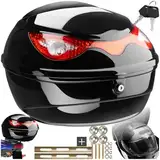 tectake® Motorradkoffer, Gepäckträger, Topcase abschließbar für Helm Motorrad, Mofa Helm, Moped Helm, passend für Roller, Moped, e Roller, Quad, Transport Box mit Schloss, Heckbox - 22 Liter Volumen
