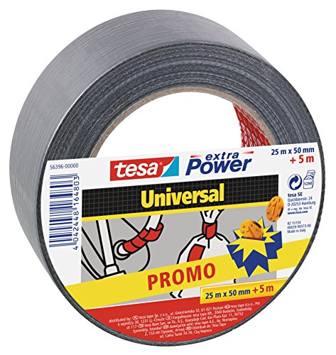 tesa extra Power Universal Gewebeband - Gewebeverstärktes Ductape zum Reparieren, Befestigen, Bündeln, Verstärken oder Abdichten - Grau - 30 m x 50 mm