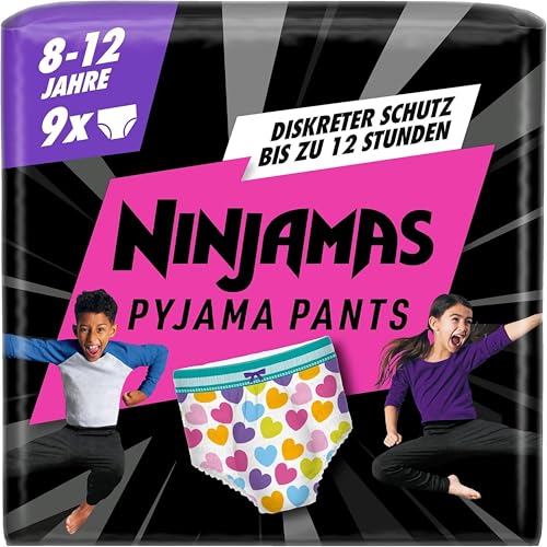 Ninjamas Pyjama Pants Herzen, 9 absorbierende Nachthöschen, 8 Jahre, 27kg-43kg