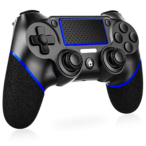 Wireless Controller für PS-4, Gamepad Joystick Controller kompatibel mit P4/Pro/Slim/PC, Dual-Vibration, Audio, Hochpräzises Touchpanel, 6-Achsen-Gyrosensor, 360°-Joystick-Gamecontroller -Blau