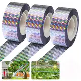 Vogelabwehr Vogelband zur Abschreckung, 3PCS 80m x 2.4cm Reflektierendes Vogelabwehrband, Abwehrband Vogel Band Reflexion Reflektorband zur Vogelabwehr für Protect Gärten Höfe Pflanze