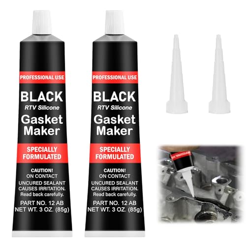 2 Stück Auspuff Dichtmasse Motordichtmasse, Dichtmasse Motor Schwarz für Reparatur Kfz-Motorradmaschinen, Hochtemperatur Silikon bis +343°C, Hitzebeständig Zylinderkopf Dichtmittel, 85g Dichtmasse Kfz