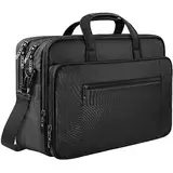 Mancro Aktentasche Herren Damen, 17 Zoll Business Laptoptasche Groß, wasserdichte Umhängetasche Messenger Bag,erweiterbare multifunktionale Computertasche für 17 Zoll Laptop Tablet Notebook,Schwarz