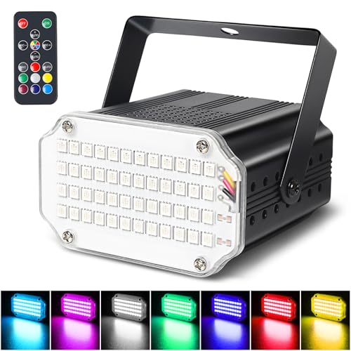 Multicolor Stroboskop mit Fernbedienung Disco Licht, 48Led Stroboskope Musikgesteuert Disco Blitzlicht für Room, Discolicht Party Disco Strobe Light Stroposkopblitzer Blitzer Projektor Lichteffekte