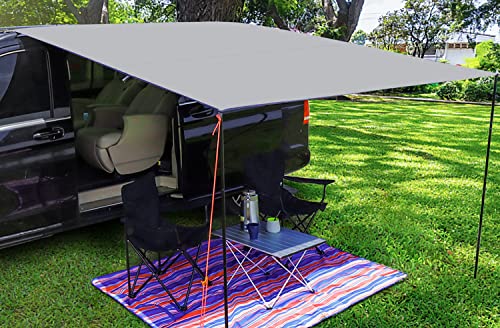 PHATRIP 2024 Produkt-Upgrades Vorzelt Wohnwagen Sonnensegel Markise Wasserdicht 250 x 250 cm Camping Outdoor Motor Tarp mit UV-Schutz für Wohnmobil Campingbus Grau