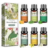 PHATOIL Reine Ätherische Öle Set, Ätherisches Öl für Diffuser Erstklassige Qualität, Aroma Duftöl Set Eukalyptus, Vanille, Pfefferminze, Zitronengras Öl für Kerzen, Essential Oils Set 6 x 10ML