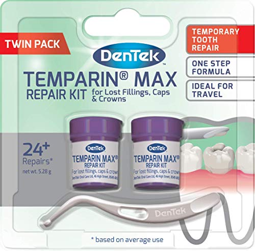 DenTek Temparin Max Home Dental-Reparaturset, Doppelpack zur Reparatur verlorener Füllungen und loser Kappen, Kronen oder Inlays – 24+ Reparaturen, 5.28 g (Pack of 1)