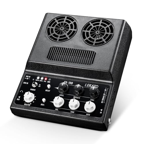 LEKATO Gitarrenverstärker 20W, Tragbarer Bluetooth-Gitarrenverstärker, Kombi-Verstärker mit Distortion & Delay Effekt, Geeignet für E-Gitarre und Akustikgitarre (DE)