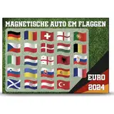 EM Fanartikel Magnet Flagge Fahne für Auto Deko Alle Länder verschiedene Größen (Übersicht (Alle 24 Nationen), S (15x10cm))