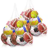 Xpieoyrm 2 Stück Basketballnetz Tasche, Ball Carry Net passend für 10 Bälle, Tragbare Nylon Net Tasche, obustes Ballnetz, Fußball Netztasche, Mesh Carry Net with Kordelzug für Fußball, Basketball