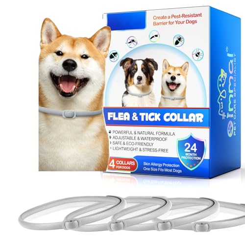 Hundehalsband, 4-teiliges Halsband für Hunde, geeignet für Hunde ab 7 Wochen, 60 cm, Verstellbar und Wasserdicht, Sicher und Natürlich, 24 Monate Schutz
