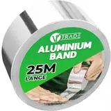 V1 TRADE Aluminium Klebeband Hitzebeständiges 48 mm x 25 m - 1 Rolle Wasserdichtes Alu Klebeband zum Reparieren von Metalloberflächen - Metallklebeband UV Beständig - Starke Aluband Selbstklebend