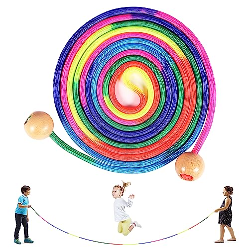 Qetlavee Springseil Kinder, 5 M Langes Springseil, Seilspringen für Mehrspieler, Kinderspiele für Einschulung in Schultüte I Geschenke für Mädchen & Junge, Springseil für Kinder ab 6,7,8,9,10 Jahre