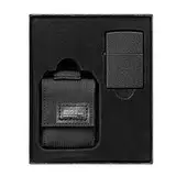 Zippo Unisex's Black Tactical Pouch Crackle Windproof Lighter Gift Set, One Size