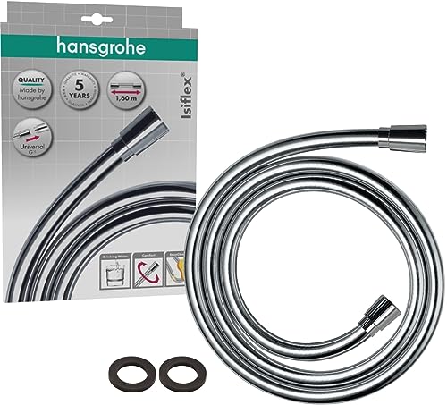 hansgrohe Isiflex - universal Duschschlauch 1,60 m, mit Verdrehschutz, flexibler Brauseschlauch mit Knickschutz, inkl. Dichtungsringe, Chrom