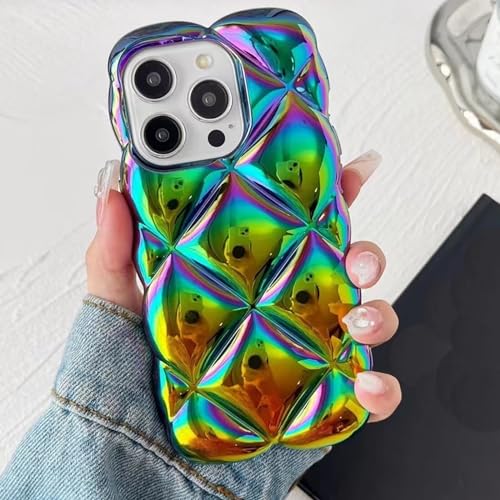 Miagon Bunt Laserhülle für iPhone 13 Pro Max,Regenbogen Laser Handyhülle Schillernde Rhombus Galvanisierung Bling Glitzer Holografisch Hülle Schutzhülle