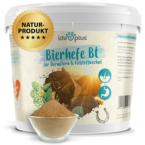 Ida Plus - Bierhefe Bt - 6kg - Futterergänzung für Pferde & Ponys - für glänzendes Fell & kräftige Haut - unterstützt Verdauung & Darmflora - reich an B-Vitaminen, Mineralien & Spurenelemente