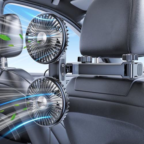 xuenair Car Fan for BackSeat with Retractable Long Arm, [Gifted Car Charger*1] 360°Rotatable USB Car Seat Fan for Baby Rear Facing for Vehicles SUV RV Pickup