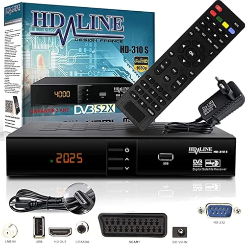 HD-LINE HDMI Receiver Satellit HD Digitaler Satelliten Receiver HDMI DVB S2 Receiver für Sat HD HDMI Sat Receiver HDMI HD Receiver Sat Digital für Satelliten Resiver für TV DVB-S, Mit PVR Schwarz