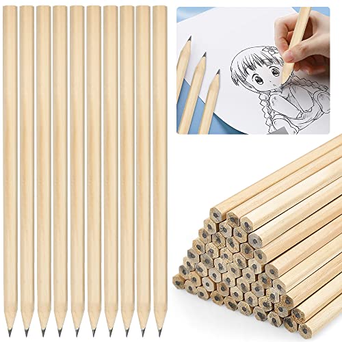 HAOMEEDUO 60 Stück Bleistift HB Holz Bleistift Naturholz Holzbleistifte Natur 17.7cm*0.7cm Bleistifte aus Holz HB Bleistift Set Holzbleistift Graphitstifte für Schüler Büro Schulmaterial