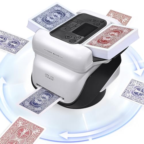 CISSIYOG Automatischer Kartenmischer und Kartengeber 2-in-1, Karten Mischautomat die Sich um 360 Grad Drehen Lässt für 1-8 Spieler, Kartenmischgerät für UNO, Blackjack, Texas Hold'em