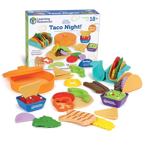 Learning Resources New Sprouts Taco Night! 28 Stück - Spielfutter für Kinder ab 18 Monaten, Lebensmittelgeschäft Pretend Play Toys, Play Kitchen Accessories