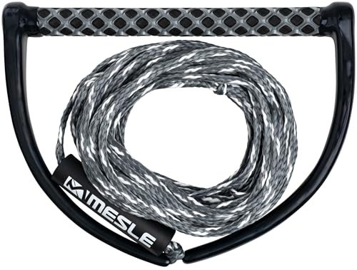 MESLE Wakeboard Leine ONE mit 15'' Griff, Länge 16,8 m - 18,3 m, Eva Soft Griff, schwimmend, Zug-Seil Wassersport Schleppleine Boot, mit Schwimmer, inkl. Rope Keeper