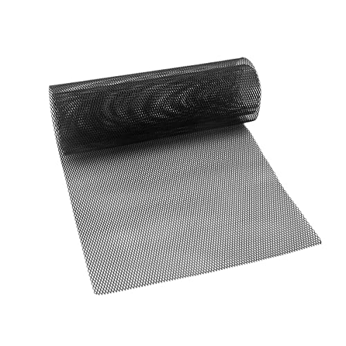 Aluminium Mesh Grille, 100x33cm Schwarz Universal Renngitter Entlüftungsabstimmung Stoßfänger Zubehör, rautenförmige Gitter für Stoßstange, Karosserie Kit, Haube Entlüftung, Fahrzeug (6*12MM)