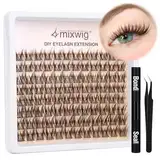 Braune Wimpernbüschel Kit Manga Wispernbüschel Natürliche braune Wimpernverlängerung CC Curl Wimpernverlängerung Einzelwimpern Kit Wimpernbinder und -versiegelung & Wimpernapplikator