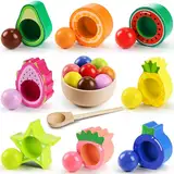 Seagoal Montessori Spielzeug ab 1 Jahr, Baby Motorikspielzeug Obst Holzspielzeug, Kinder Lernspielzeug Geschenk für Baby Mädchen Jungen 2 3 4 Jahre