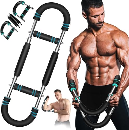 Twister Armtrainer,U-förmiger Griffkraft Trainer,Verstellbares Unterarm Trainingsgerät,Chest Expander,Multifunktionaler Fitnessgeräte für Zuhause - Blau(50-60KG)