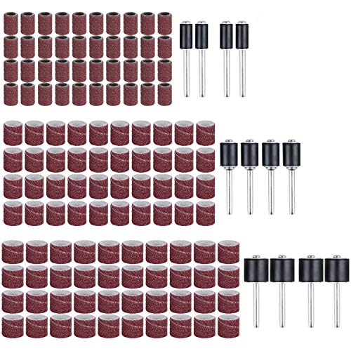 Schleifzubehör Trommelschleifer, Trommelschleifen (132 Stück) perfektes Set mit Schleifbandabdeckungen und Gummitrommeln