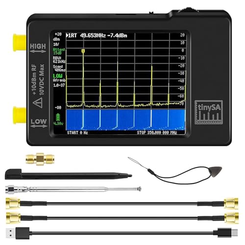 AURSINC TinySA Spektrumanalysator Handheld, 2,8 Zoll Touchscreen V0.3.1 Signalgenerator 100 kHz bis 960 MHz MF/HF/VHF UHF-Eingang ESD-geschützte Funktion