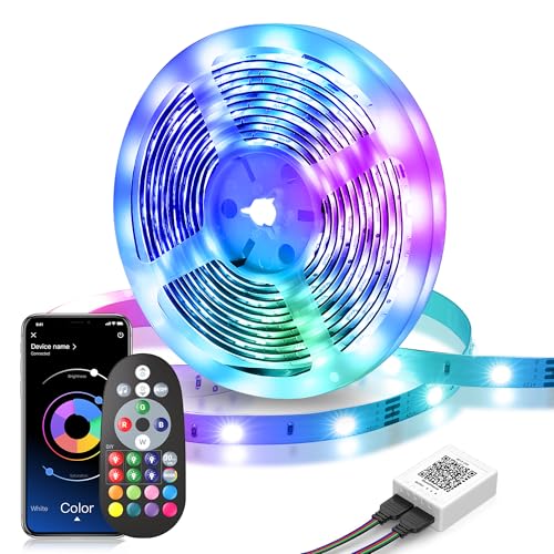 ACICILI LED Strip 10m, RGB LED Streifen mit App-Steuerung, Bluetooth Led Lichtband Selbstklebend Sync mit Musik, Flexibel LED Lichterkette für Weihnachtsdeko, Küche, Party