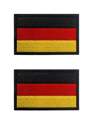 2 Stück 5x3 cm Mini Deutschland Flaggen Patch Gestickt Abzeichen mit Klett Deutsch Applikationen für Kleidung Taschen Rucksack Uniform Weste Hundegeschirr Militär Taktisch Draussen Jersey